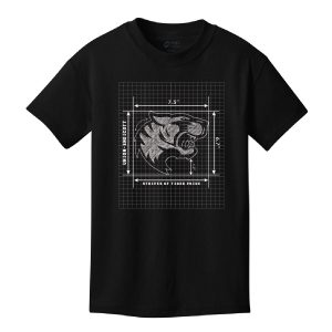 TZA UE 0048 Blueprint T shirt Youth PC54Y Jet Black Front